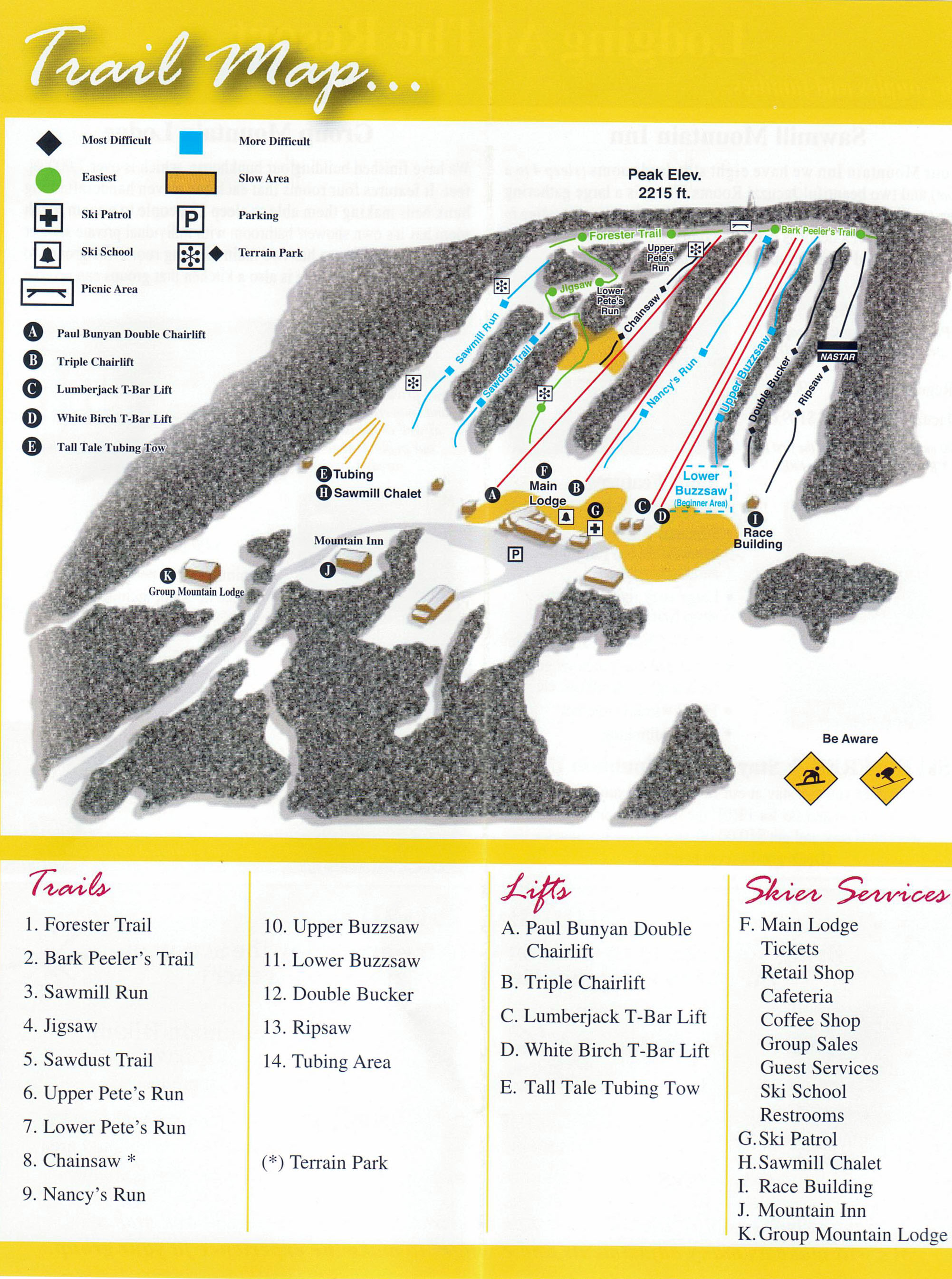Sawmill Ski Resort Trail Map